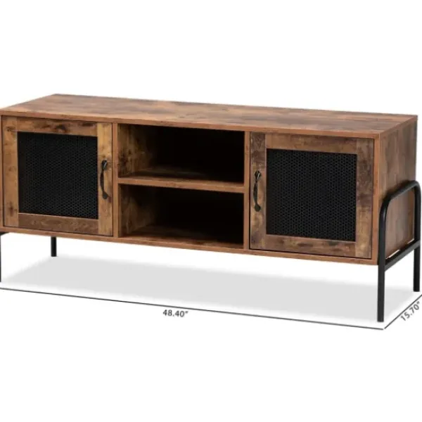 Tv Stands & Media Consoles-Kirkland's Home Walnut Wood 2-Door Tv Stand Brown