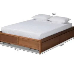 Beds & Headboards-Kirkland's Home Walnut Wood 4-Drawer Full Platform Bed Brown