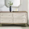 Dressers & Chests-Kirkland's Home Walnut Wood Faced Gold Base Dresser White