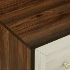 Dressers & Chests-Kirkland's Home Walnut Wood Faced Gold Base Dresser White