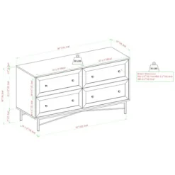 Dressers & Chests-Kirkland's Home Walnut Wood Faced Gold Base Dresser White