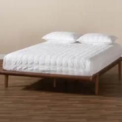Beds & Headboards-Kirkland's Home Walnut Wood Full Platform Bed Brown