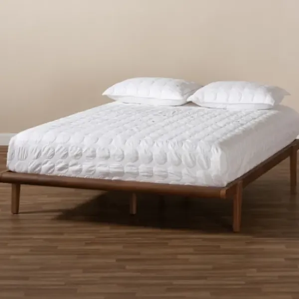 Beds & Headboards-Kirkland's Home Walnut Wood Full Platform Bed Brown