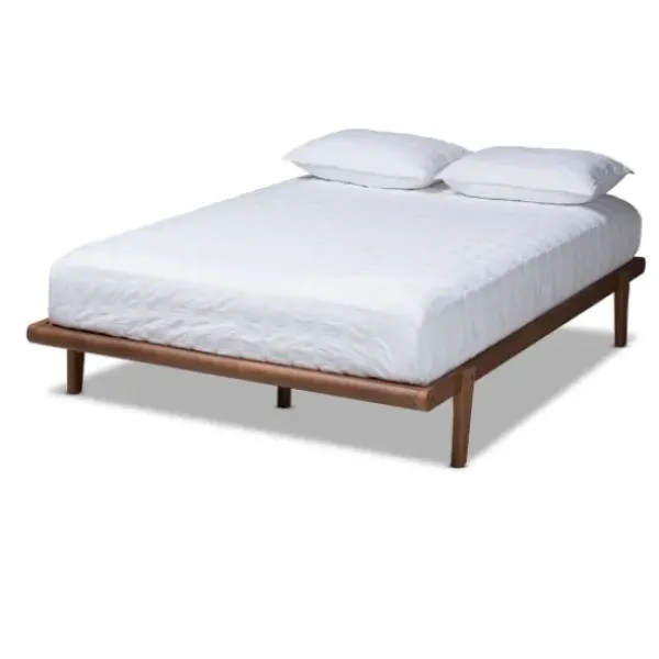 Beds & Headboards-Kirkland's Home Walnut Wood King Platform Bed Brown