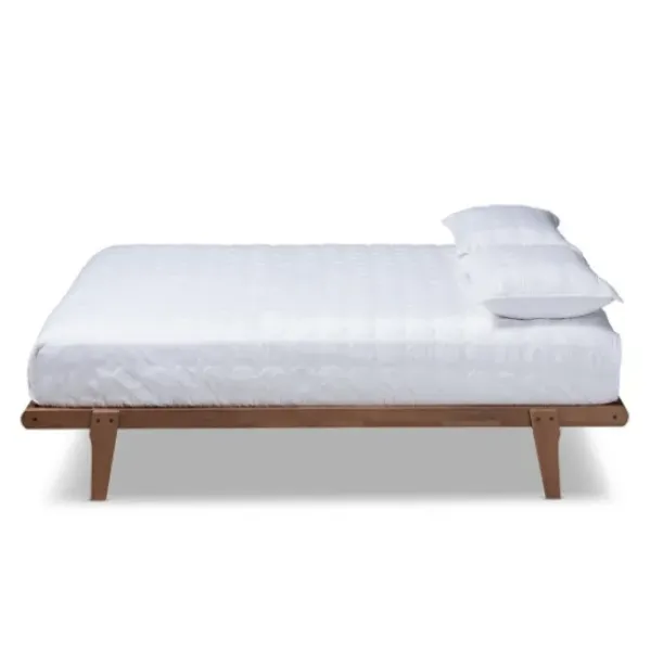 Beds & Headboards-Kirkland's Home Walnut Wood King Platform Bed Brown