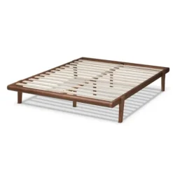 Beds & Headboards-Kirkland's Home Walnut Wood King Platform Bed Brown