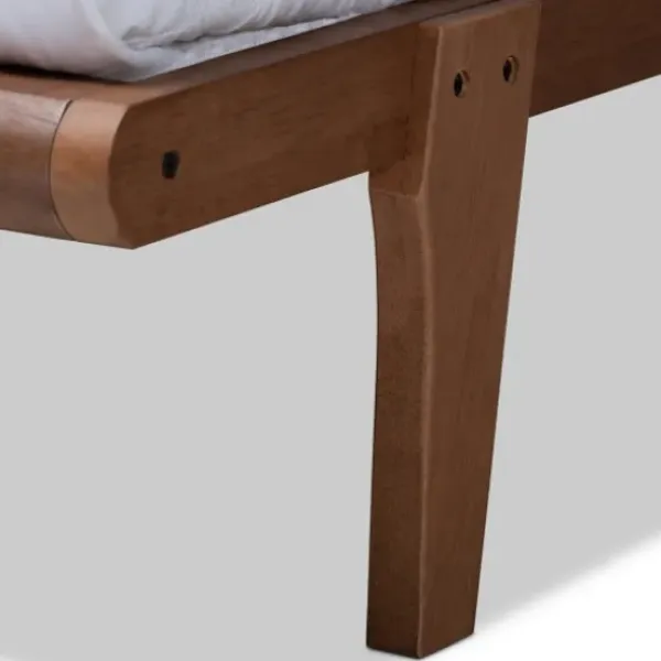 Beds & Headboards-Kirkland's Home Walnut Wood King Platform Bed Brown