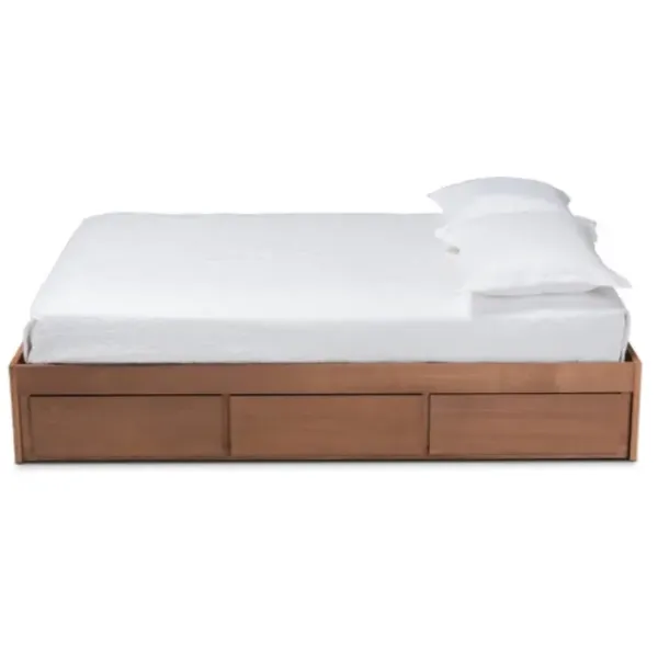 Beds & Headboards-Kirkland's Home Walnut Wooden 3-Drawer Platform Bed Brown