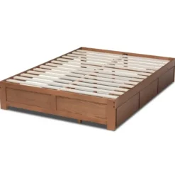 Beds & Headboards-Kirkland's Home Walnut Wooden 3-Drawer Platform Bed Brown
