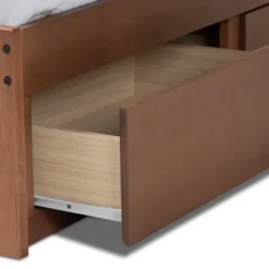 Beds & Headboards-Kirkland's Home Walnut Wooden 3-Drawer Platform Bed Brown
