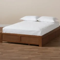 Beds & Headboards-Kirkland's Home Walnut Wooden 3-Drawer Platform Bed Brown