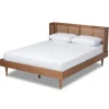 Beds & Headboards-Kirkland's Home Walnut Wrap Around Rattan Queen Bed Frame Brown