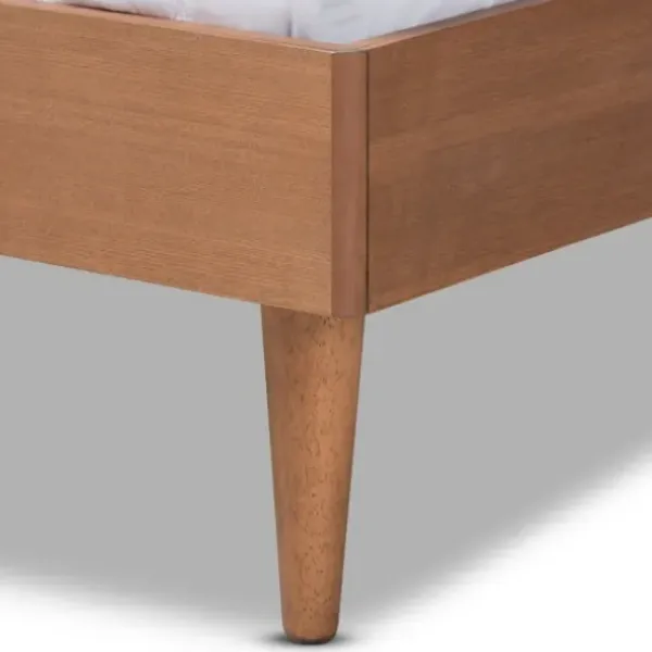 Beds & Headboards-Kirkland's Home Walnut Wrap Around Rattan Queen Bed Frame Brown