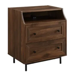 Nightstands-Kirkland's Home Warm Brown Curved Top Nightstand Table