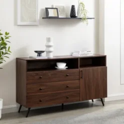 Cabinets & Sideboards-Kirkland's Home Warm Brown Lizzy Mid-Century Modern Sideboard
