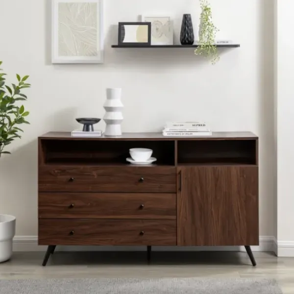 Cabinets & Sideboards-Kirkland's Home Warm Brown Lizzy Mid-Century Modern Sideboard