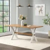 Dining Tables-Kirkland's Home Warm Cherry Birch Trestle Base Dining Table Tan/White