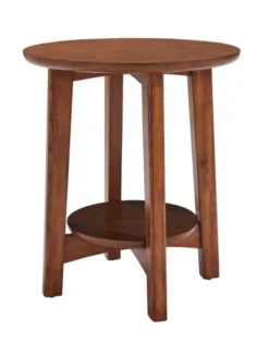 Accent & End Tables-Kirkland's Home Warm Chestnut Wood Round Accent Table Brown