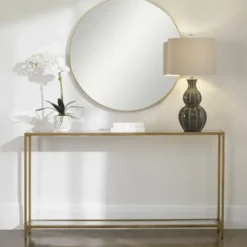 Entryway Furniture-Kirkland's Home Warm En Mirrored Top Console Table Gold