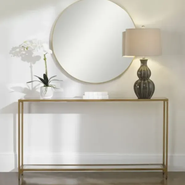 Entryway Furniture-Kirkland's Home Warm En Mirrored Top Console Table Gold