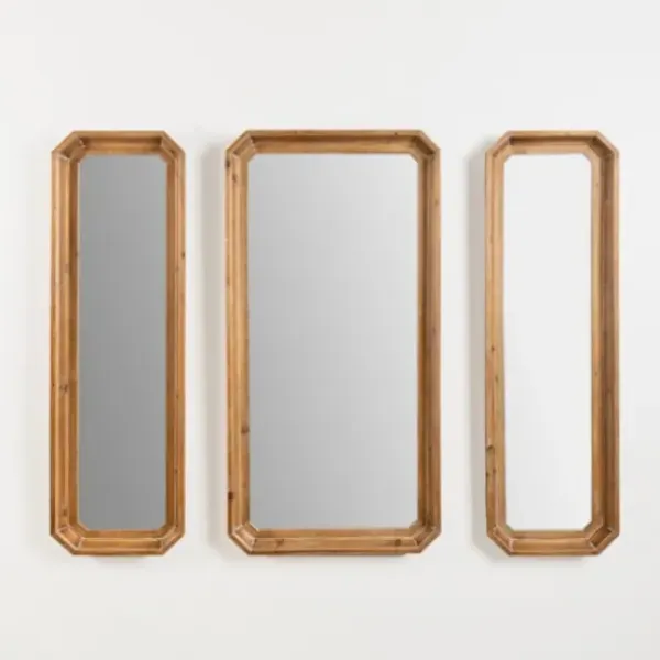 Framed Mirrors-Kirkland's Home Warm Wood Inset Mirrors, Set Of 3