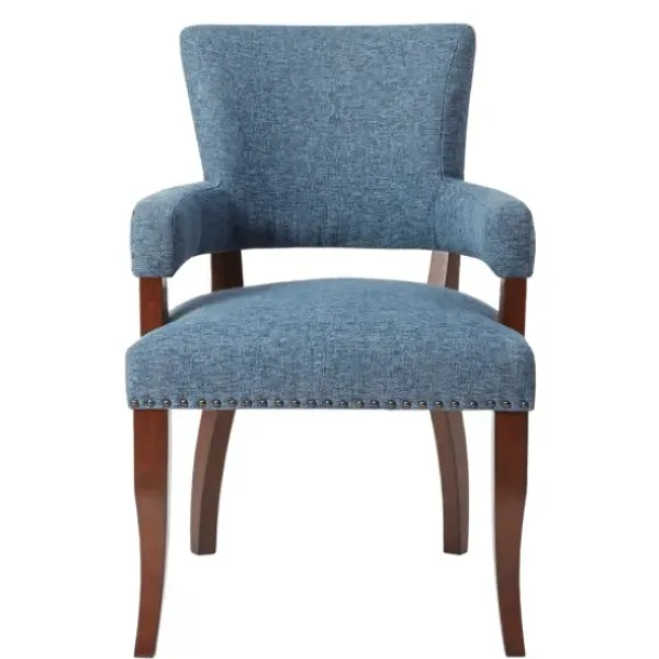 Dining Chairs-Kirkland's Home Warms Nailhead Trim Dining Chair Blue