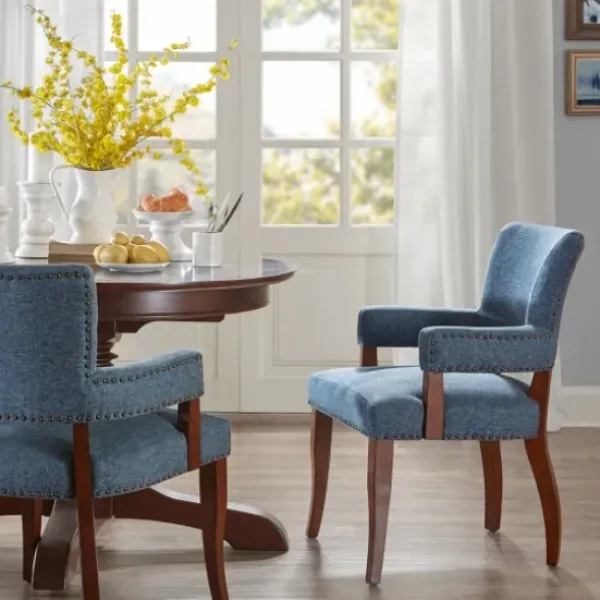 Dining Chairs-Kirkland's Home Warms Nailhead Trim Dining Chair Blue