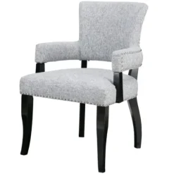 Dining Chairs-Kirkland's Home Warms Nailhead Trim Dining Chair Gray
