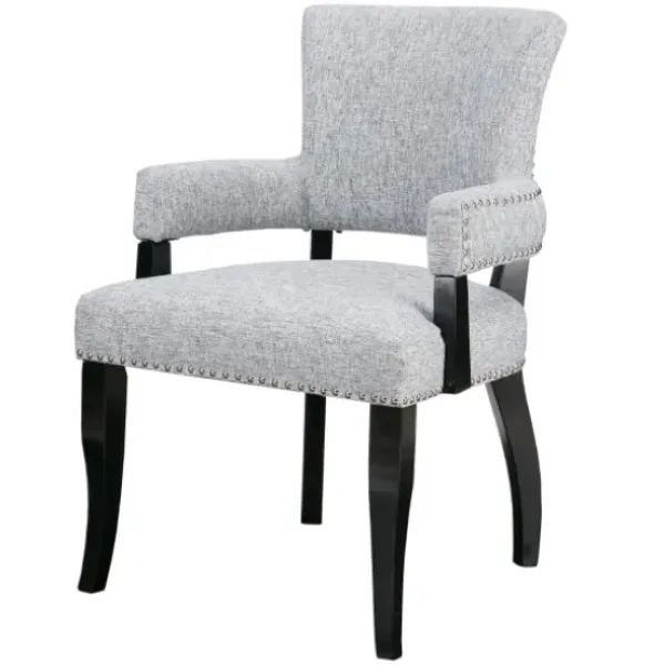 Dining Chairs-Kirkland's Home Warms Nailhead Trim Dining Chair Gray