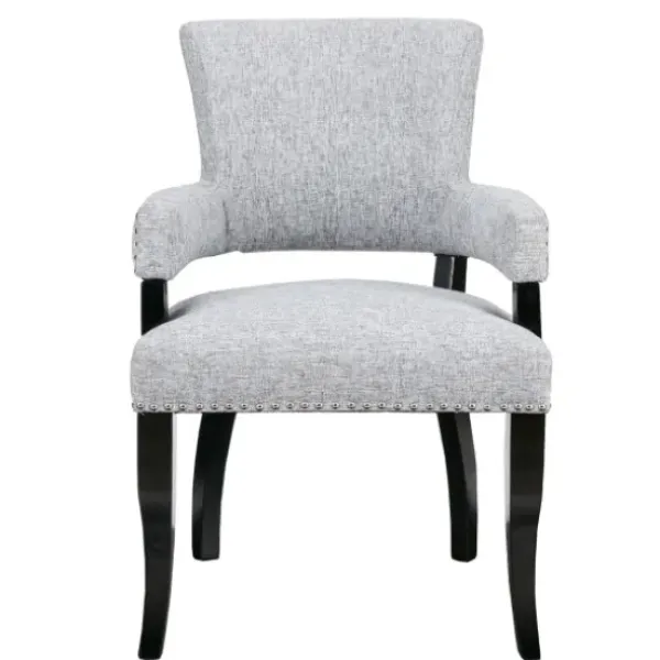 Dining Chairs-Kirkland's Home Warms Nailhead Trim Dining Chair Gray