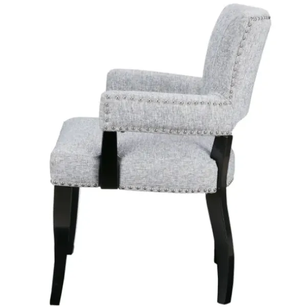 Dining Chairs-Kirkland's Home Warms Nailhead Trim Dining Chair Gray