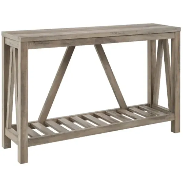 Console Tables-Kirkland's Home Wash A-Frame Console Table Gray