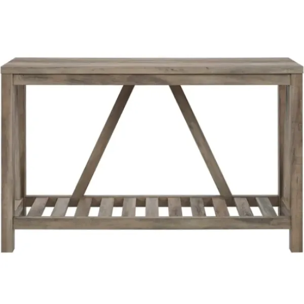 Console Tables-Kirkland's Home Wash A-Frame Console Table Gray