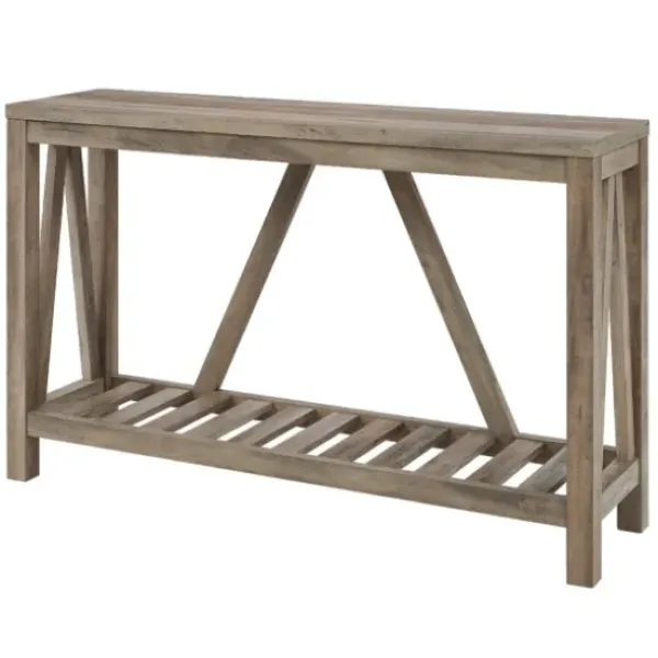 Console Tables-Kirkland's Home Wash A-Frame Console Table Gray