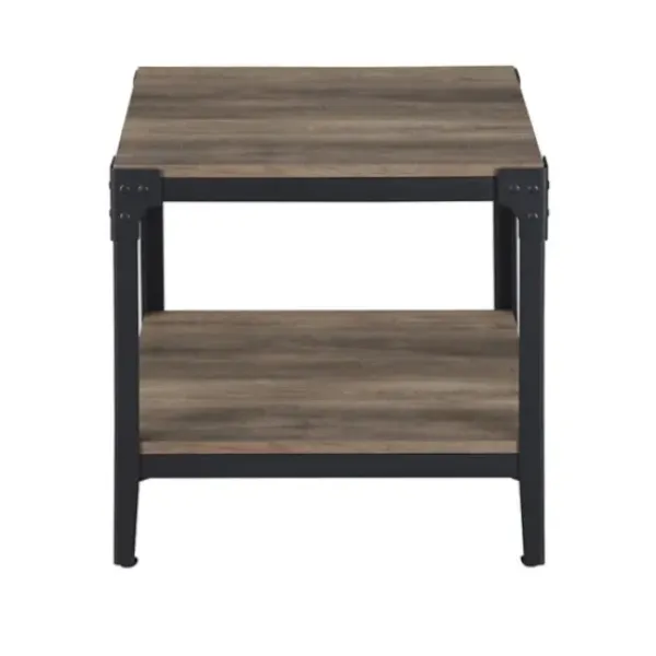 Accent & End Tables-Kirkland's Home Wash Angle Iron Accent Tables, Set Of 2 Gray