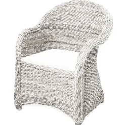 Accent Chairs-Kirkland's Home Wash Banana Leaf Barrel Accent Chair White