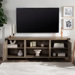 Tv Stands & Media Consoles-Kirkland's Home Wash Barn Door Tv Stand Gray