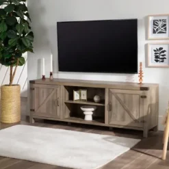 Tv Stands & Media Consoles-Kirkland's Home Wash Barn Door Tv Stand Gray