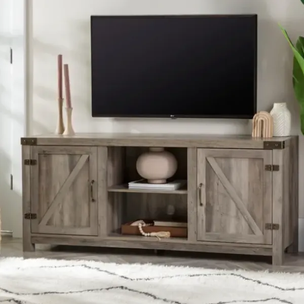 Tv Stands & Media Consoles-Kirkland's Home Wash Barn Doors Tv Stand Gray
