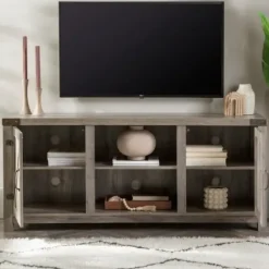 Tv Stands & Media Consoles-Kirkland's Home Wash Barn Doors Tv Stand Gray