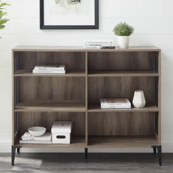 Bookshelves-Kirkland's Home Wash Bookshelf With Mesh Sides Gray