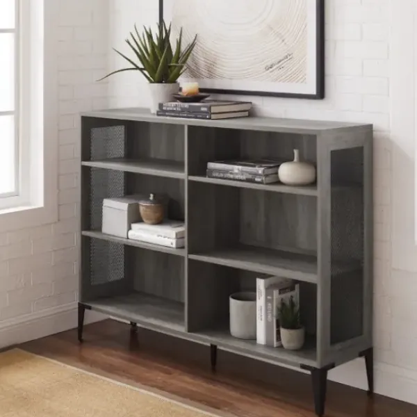 Bookshelves-Kirkland's Home Wash Bookshelf With Mesh Sides Gray