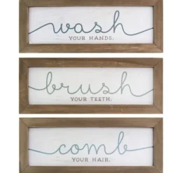 Wall Quotes & Signs-Kirkland's Home Wash Brush Comb Framed Wall Plaques, Set Of 3 Multi