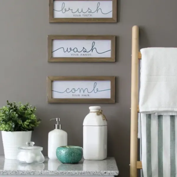 Wall Quotes & Signs-Kirkland's Home Wash Brush Comb Framed Wall Plaques, Set Of 3 Multi