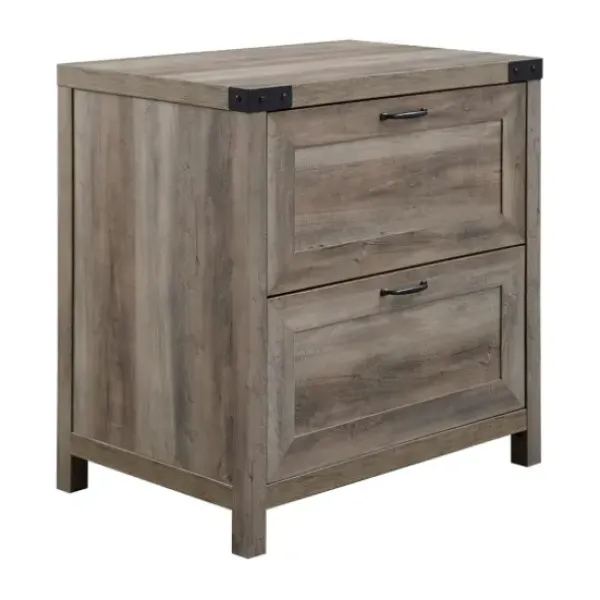 Office Furniture-Kirkland's Home Wash 2-Drawer Wood File Cabinet Gray