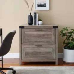 Office Furniture-Kirkland's Home Wash 2-Drawer Wood File Cabinet Gray