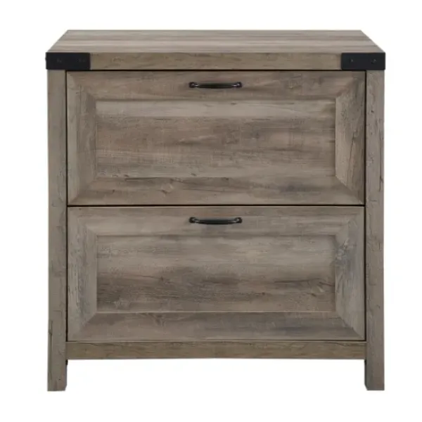 Office Furniture-Kirkland's Home Wash 2-Drawer Wood File Cabinet Gray