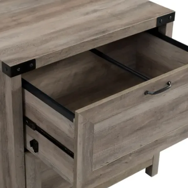 Office Furniture-Kirkland's Home Wash 2-Drawer Wood File Cabinet Gray