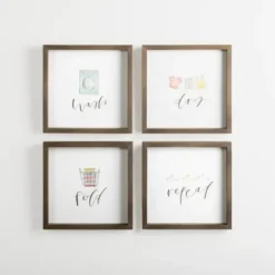 Wall Plaques-Kirkland's Home Wash Dry Fold Wall Plaques, Set Of 4 White/Multi