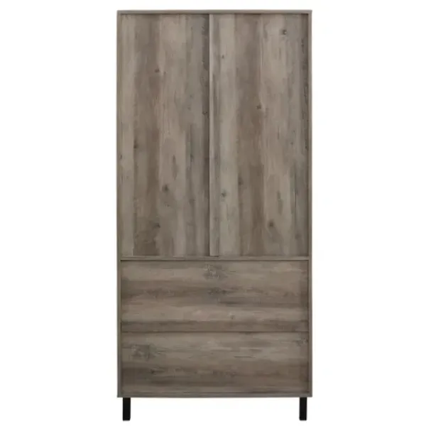 Cabinets & Sideboards-Kirkland's Home Wash Glass Door Storage Hutch Gray